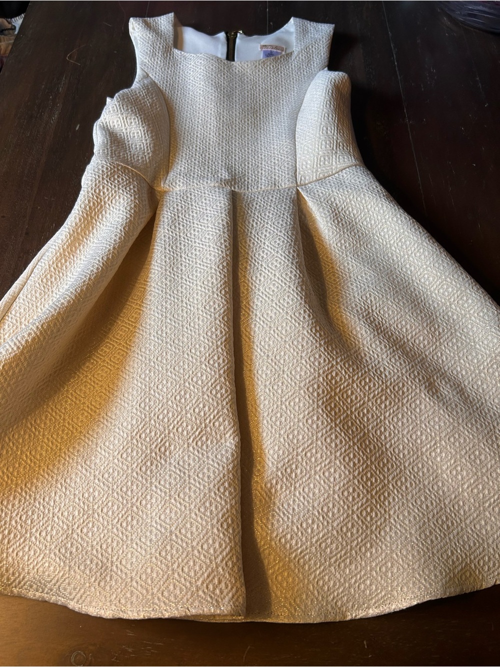 Sally Miller Ivory Textured Fit-and-Flare Formal Dress